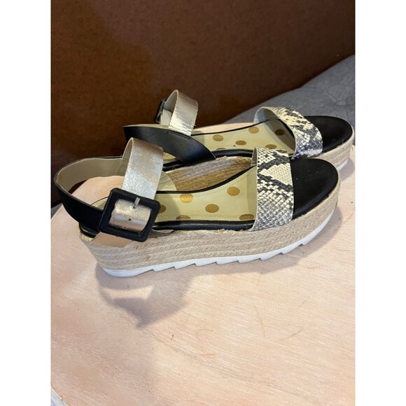 Boden women’s wedge sandals Size 5.5 Lena snakeskin black metallic - Picture 1 of 11